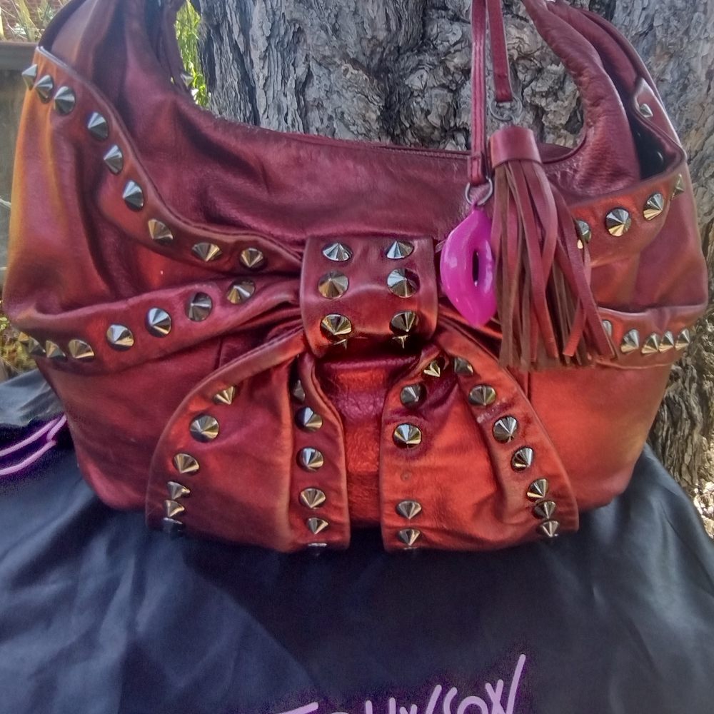 SOLD Betsey Johnson Red Studded Shoulder Bag